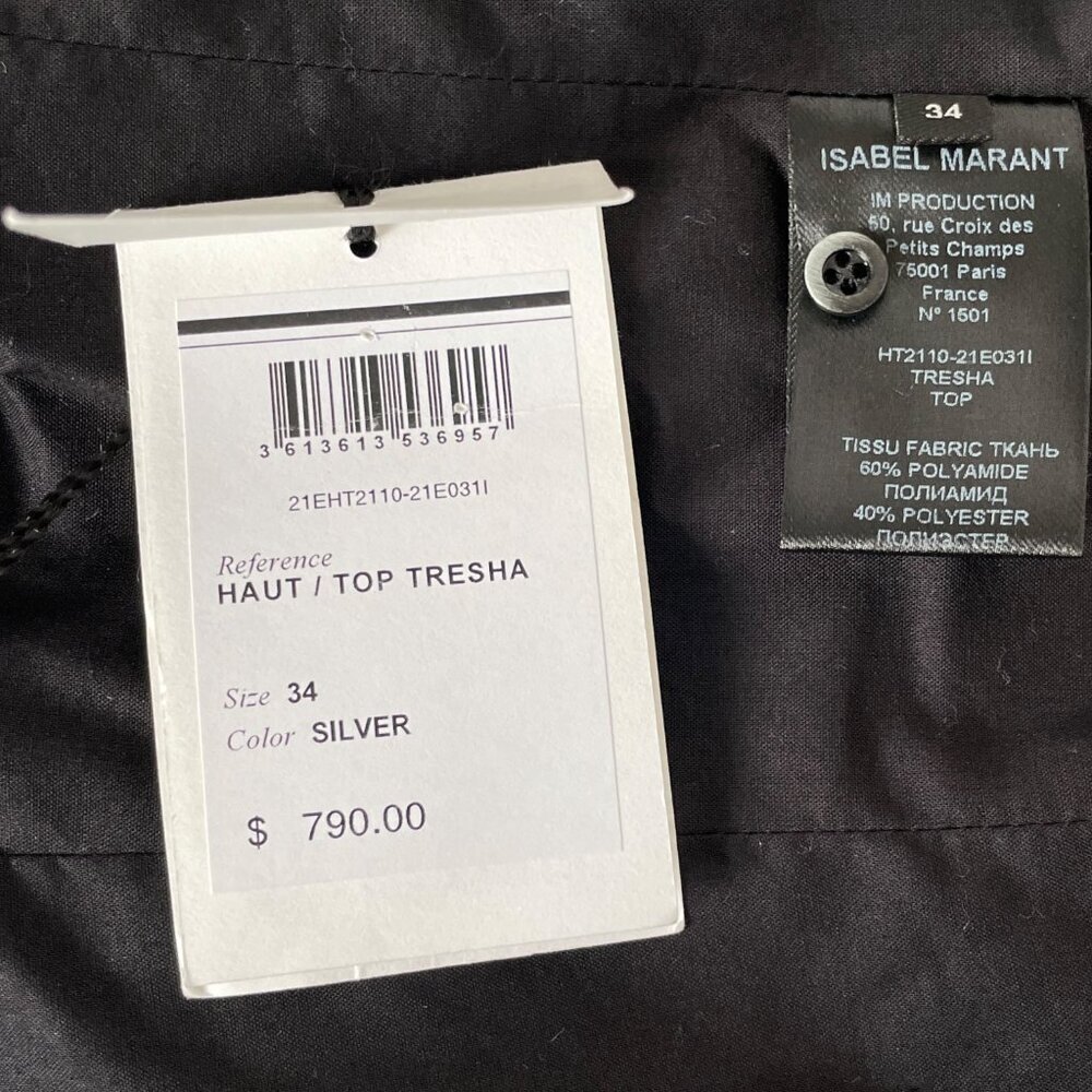 Isabel Marant Tresha Silver Metallic Bow Top Size 2 Bustier Cocktail - Picture 9 of 15